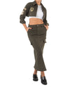 LONG CARGO KHAKI SKIRT
